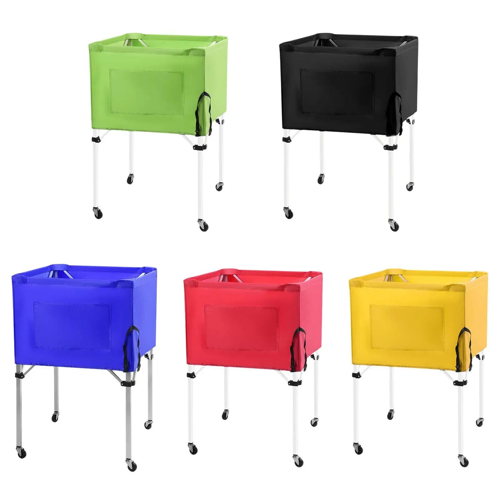 Ball Storage Bin Multipurpose Rolling Sports Ball Cart Sports Equipment Organizer for Volleyball Basketball Gym Indoor Football