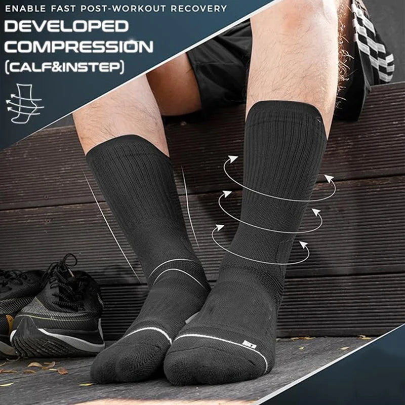 5 pairs of professional sports socks with high elasticity and cushioned towel bottom，Strengthen stability