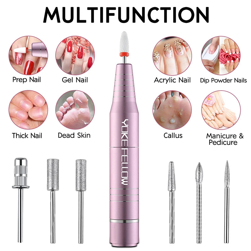 30000RPM USB Nail Drill Machine For Acrylic Nail Gel Polish Milling Smoothing Calluses Manicure Machine Nail Art Salon Equipment