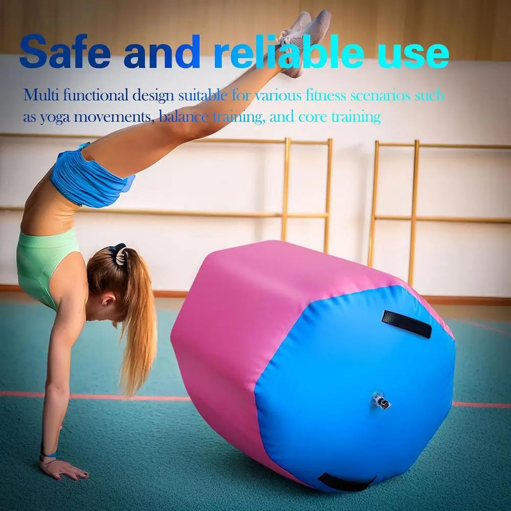 Air Roller Gymnastics Barrel Non-Slip Soft Equipment Gymnastics Skill Tumbling Roller for Fitness Training Home Yoga Gym Indoor