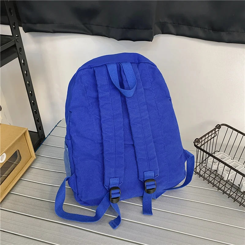 Fashion Panelled Women Backpack Canvas Kawaii Girl Travel Book Bags College Lady Laptop Backpacks Cute Travel Rucksack Schoolbag