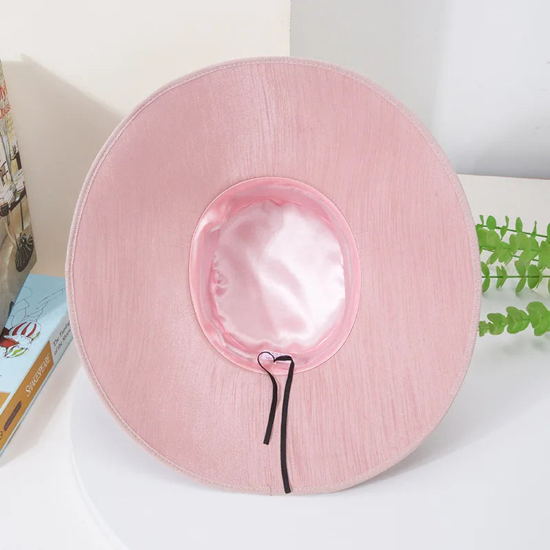 Elegant Wide Brim Black Hats For Women Big Bow Formal Occasion Kentucky Cap Lady Wedding Cocktail Party Flat Top Fedoras 2025