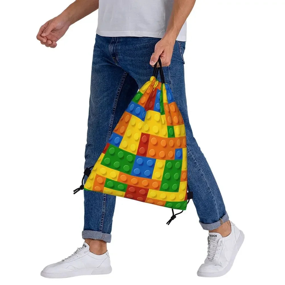 Building Blocks Construction Brick Backpacks Portable Drawstring Bags Drawstring Bundle Pocket Sundries Bag Book Bags For Travel