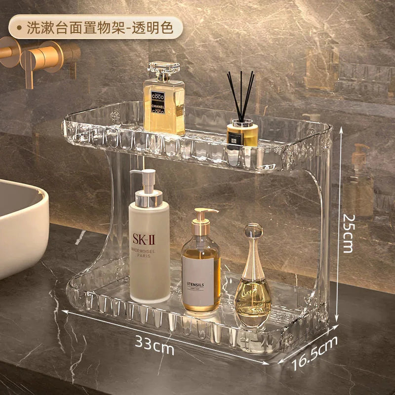 Bathroom Storage Rack Toilet Double Layer Cosmetics Storage Box Washstand Organizer Desktop Skincare Storage Rack Display Stand
