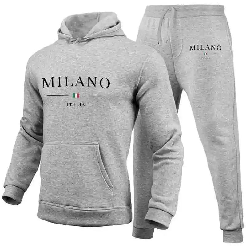 Men's sports hooded sweatshirt set  printed sweatshirt  sweatpants  hooded top  jogging pants  casual streetwear  sportswear