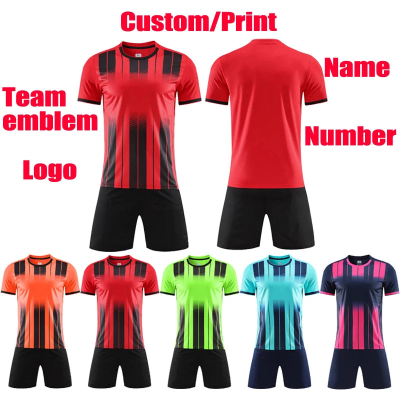 Sportswear customization Football training clothing Men Boys Soccer Clothes Sets Short Sleeve Tracksuit