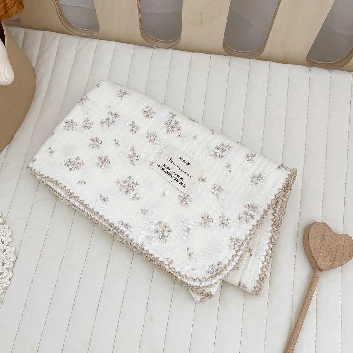 2-3 Layers Baby Blankets Bear Dots Print Cotton Gauze Muslin Swaddle Wrap Newborn Infant Bedding Sleeping Receving Blanket