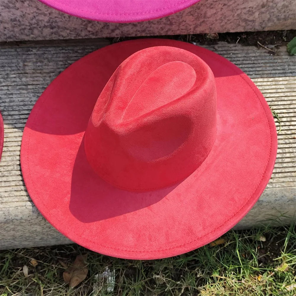 Retro Men's Suede Hats Wide Brim Feather Felt Fedoras Women's Hats Church Jazz Hats Panama Cowboy Hats Wholesale sombrero hombre