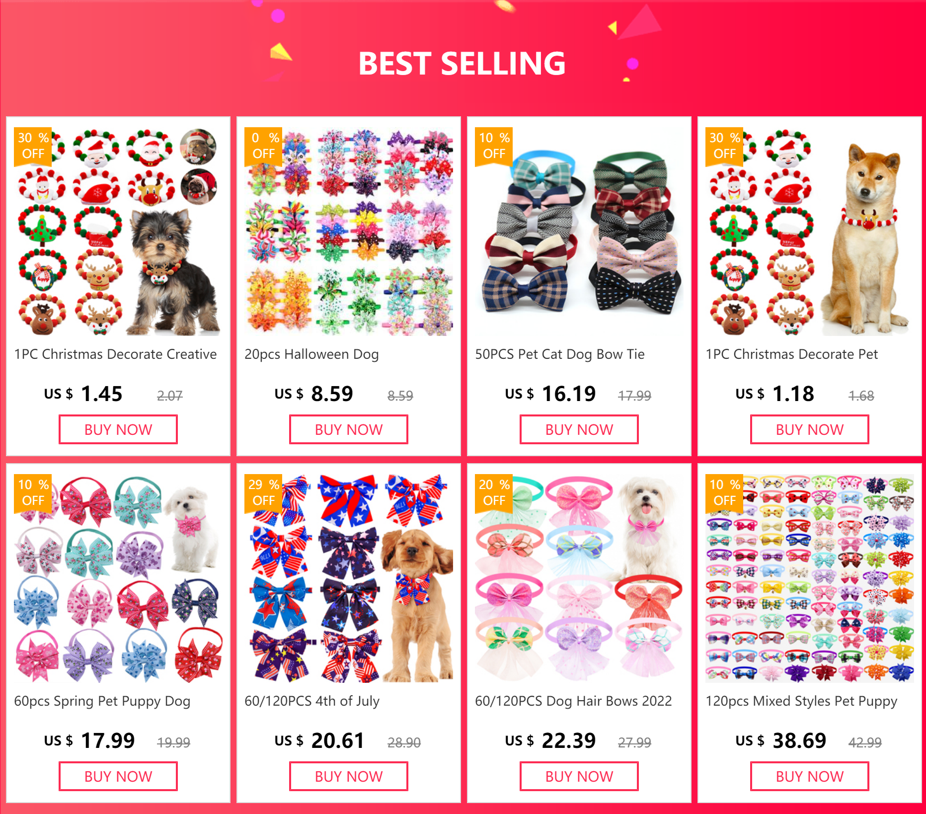 1PC Christmas Decorate Creative Pet Bowtie Dog Bow Tie Puppy Bow Ties Red Collar Dog for Small Dogs Supplies Pet Accessories