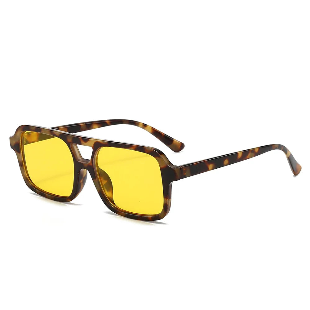 Men Driving Sunglasses Trendy Square Sunglasses Large Frame Yellow Lens Night Vision Glasses Women Retro Sun Glasses Anti Uv400