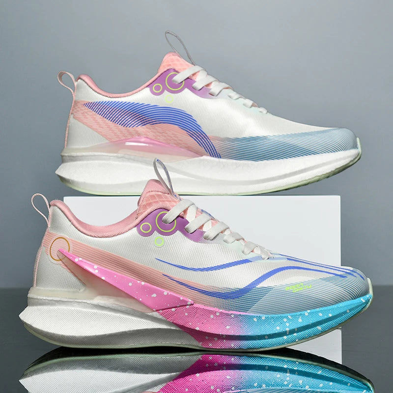 Sports Men Running Shoes Carbon Board Speciality Marathon Breathable Lightweight Women's Comfortable Athletic Nonskid Sneakers