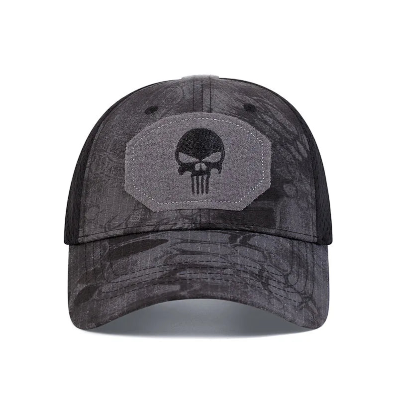 Unisex Skull Embroidered Top with Patch Breathable Baseball Caps Spring and Autumn Outdoor Adjustable Casual Hat Sunscreen Hat