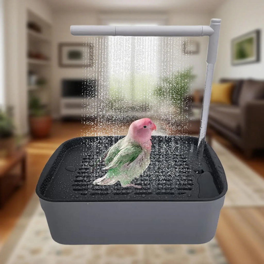 Bird bath tub, automatic bird bath tub with circulating water shower, low-noise bird shower for budgies, automatic pet bird bath