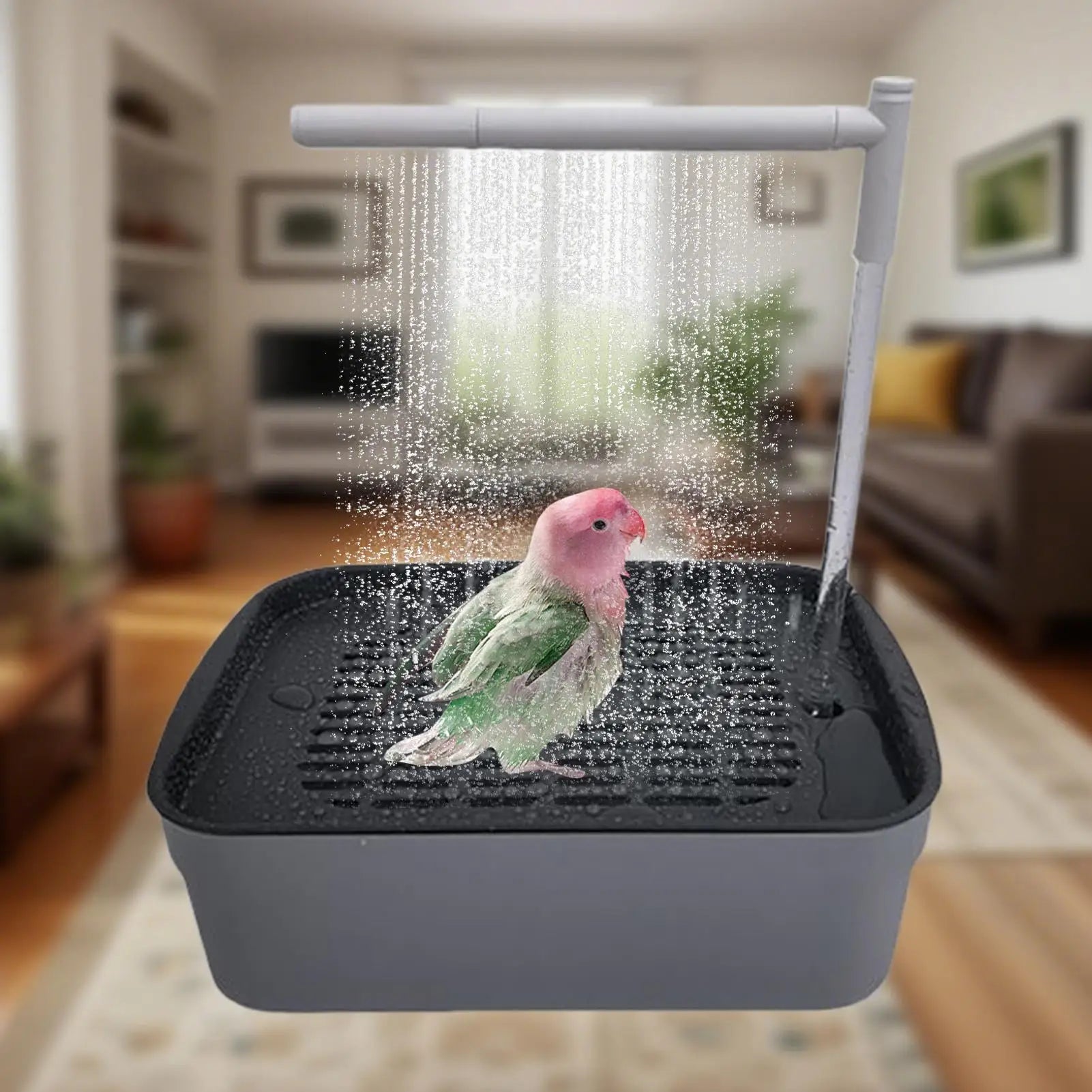 Bird bath tub, automatic bird bath tub with circulating water shower, low-noise bird shower for budgies, automatic pet bird bath