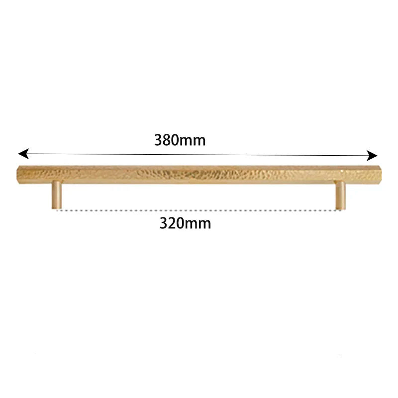 LUX Brass Hammered Hexagonal T-Bar Handles – Long Cabinet and Wardrobe Pulls (600mm/1000mm)