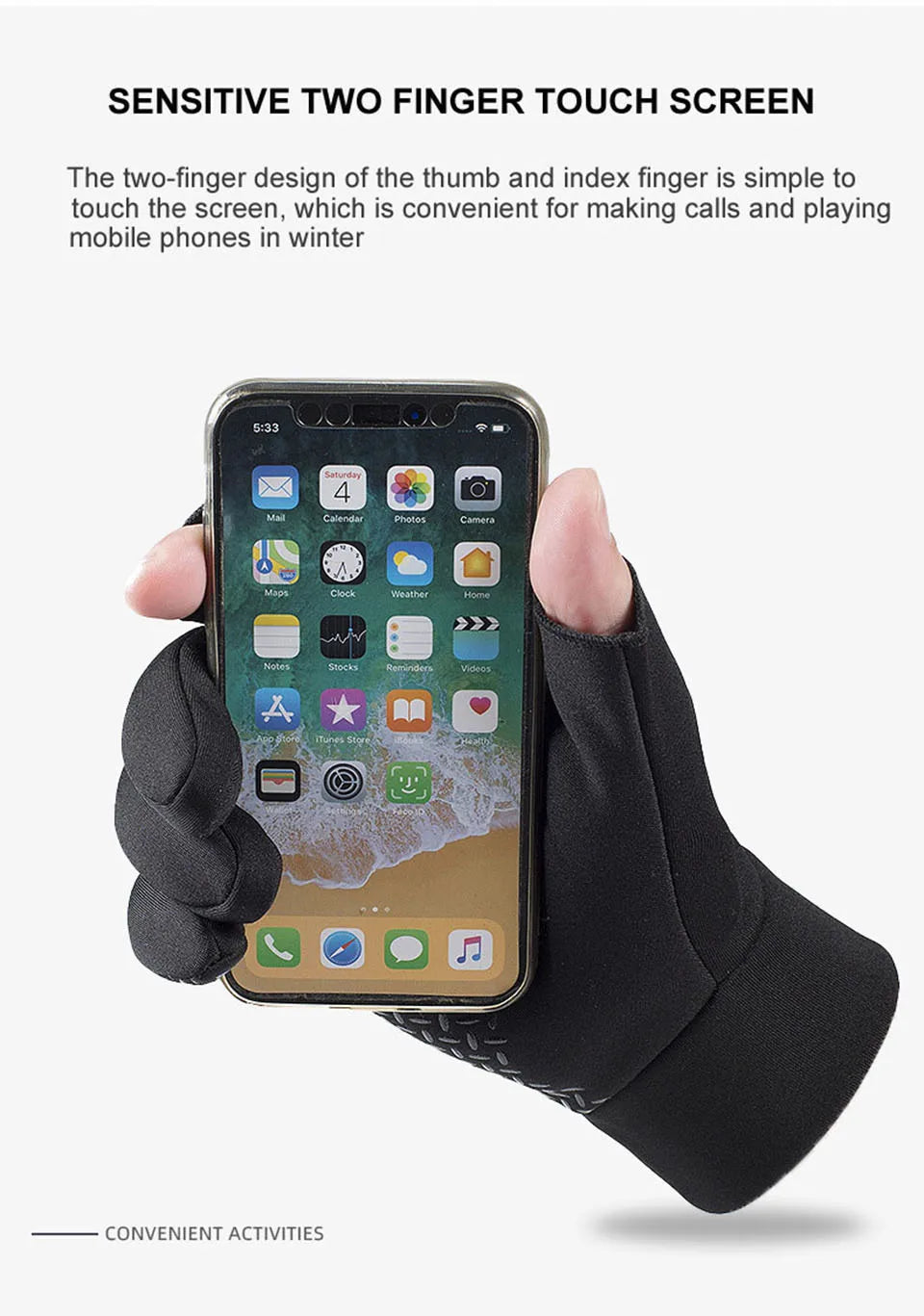 GTUBIKE Winter Men's Women's Warm Gloves Windproof Waterproof Touchscreen Gloves Outdoor Sports Running Fishing Cycling Glove