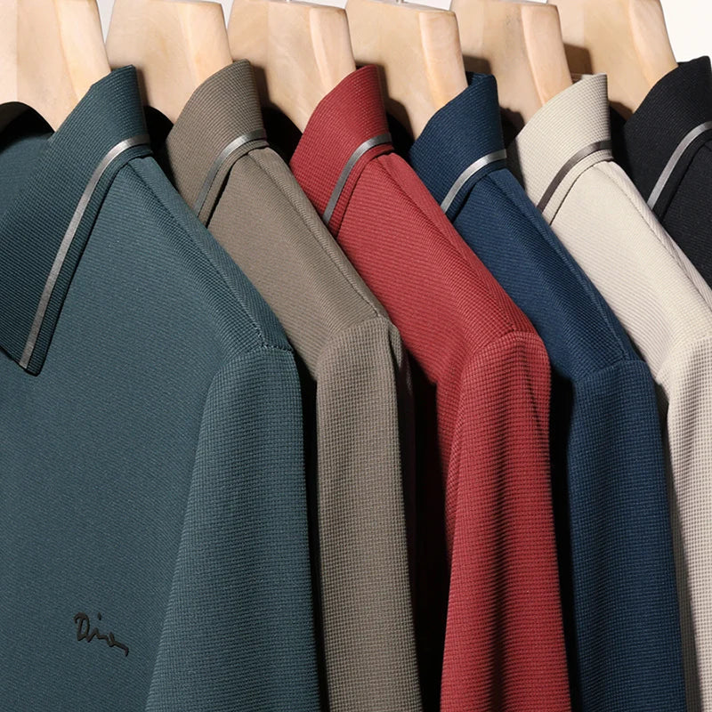 Men's Long Sleeve T-Shirt, Loose Fit Casual Printed Polo Shirts, Shrink Resistant Cotton Crewneck T-Shirt for Men