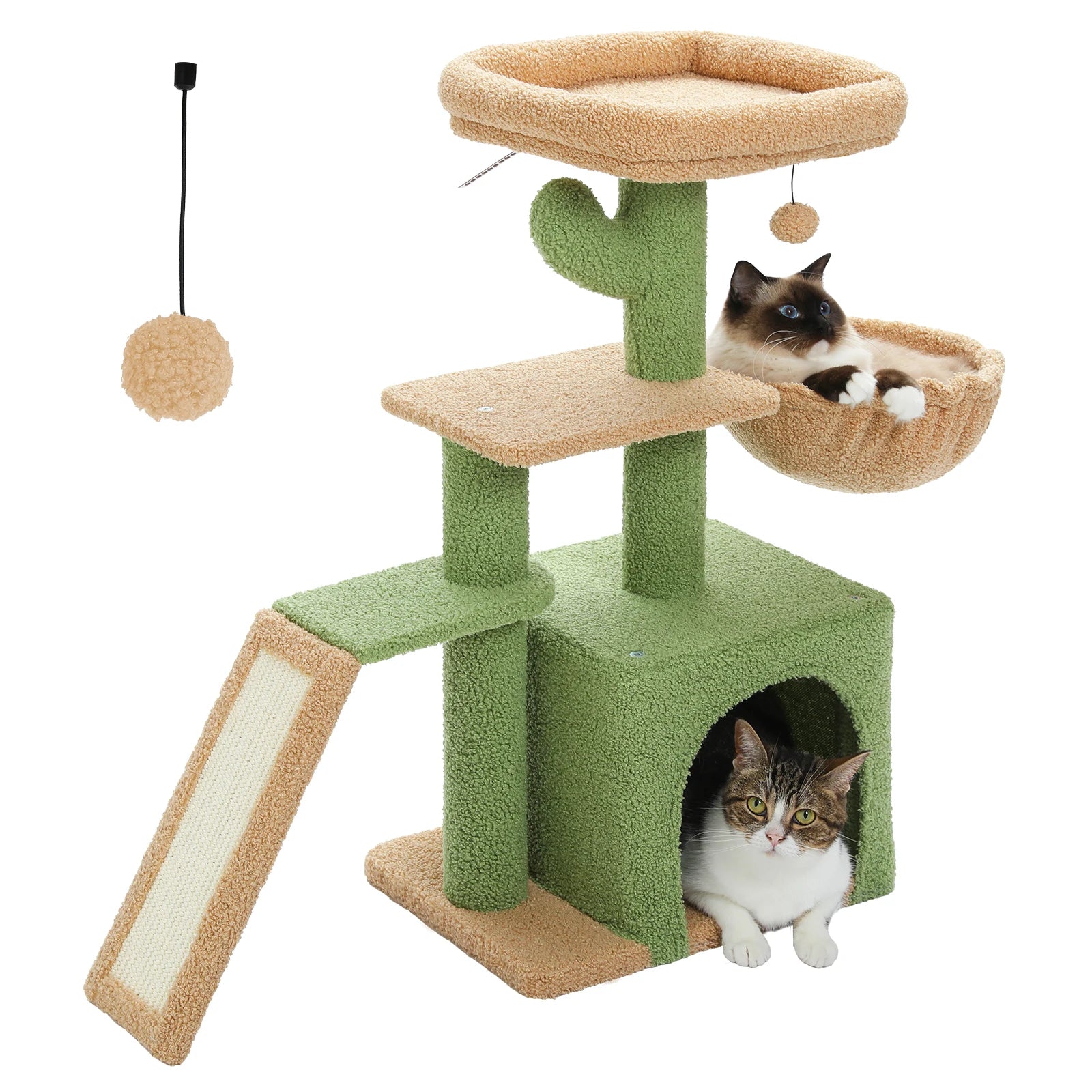 Flower Cat Tree for Indoor Small Cat Tower with Sisal Scratching Ramp Cozy Hammock and Removable Top Perch Cat Condo Kittens Toy