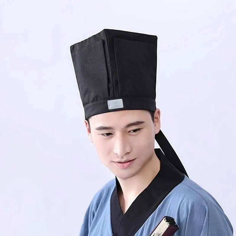 Men Hanfu Hat Chinese traditional Ancient scholar Black Hat Headdress Vintage Fittings Confucian Towel Cosplay Hat For Men Black