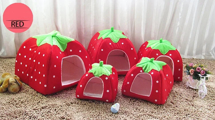 Strawberry Shape Cat Bed House Kennel Nest Sleeping Bag Puppy Pet For Small Dogs Sofa Mat Cushion Cat Pet Supplies Cama Gato