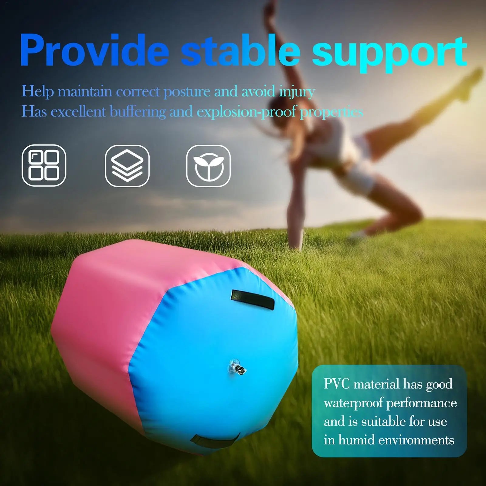 Air Roller Gymnastics Barrel Non-Slip Soft Equipment Gymnastics Skill Tumbling Roller for Fitness Training Home Yoga Gym Indoor