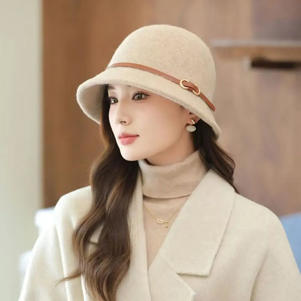 Casual Woolen Wool Fisherman Hat Elegant Pure Color Women's Formal hat Korean Style British Style Basin Hat Autumn