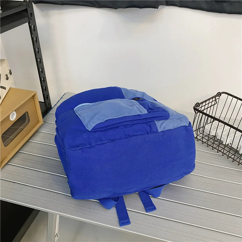 Fashion Panelled Women Backpack Canvas Kawaii Girl Travel Book Bags College Lady Laptop Backpacks Cute Travel Rucksack Schoolbag