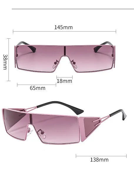 2024 Sense Of Technology Sunglasses Trendy New In One-piece Lens Goggle Ladies Outdoors Riding Sports Metal Suneyeglass 301150