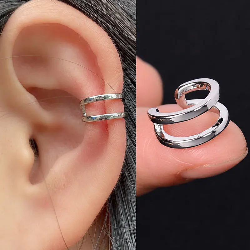 Stackable Earrings Without Ear Hole Star Wrap Clip On Earrings Earcuff for Women Ear Screen Climb Cuffs Fake Piercing One pair