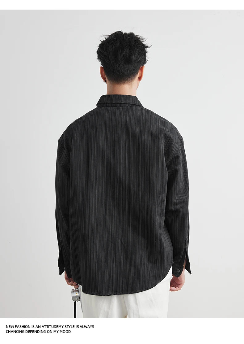 Loose Long Sleeve Casual Shirt for Men Autumn Trendy Versatile Street Style Hong Kong Wind INS Male Fashion Outerwear