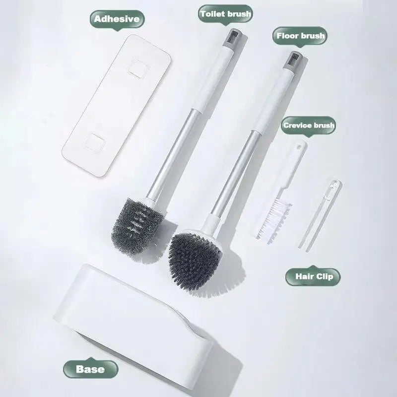 Bathroom Cleaning Made Easy with 4-In-1 Multifunctional Toilet Brush, Full 360° No Dead Corner Cleaning Set.