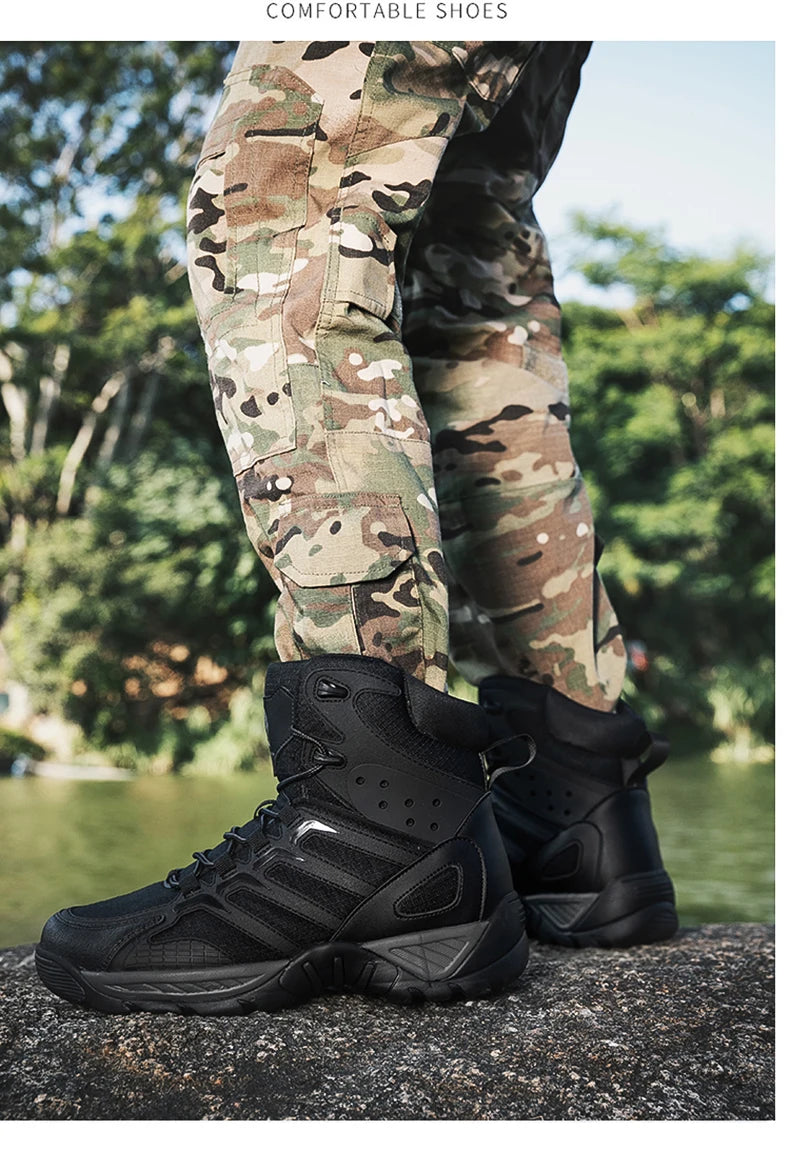 Fashion Men's Boots Comfortable High-top Boots Outdoor Non-slip Hiking Boots Lightweight Men Desert Boots Motorcycle Boots