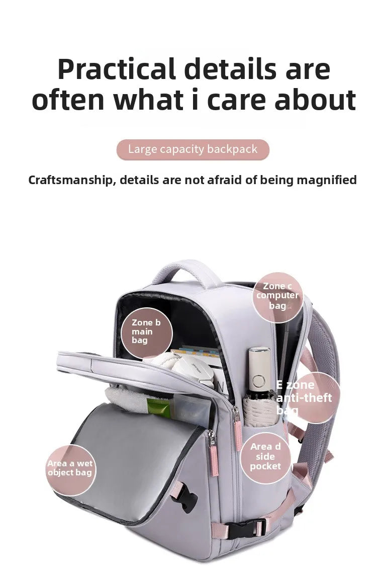 Travel Double-shoulder Backpack. Large Capacity and Multifunctional. Suitable for Ladies and Male Students. Travel Bag