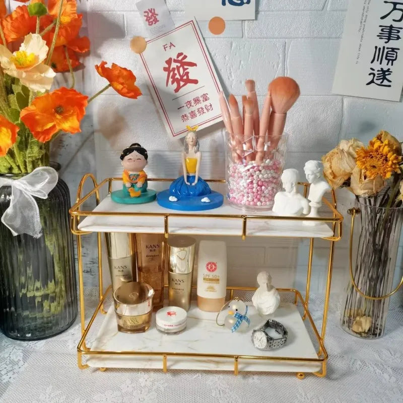 Bathroom Organizer Shelf  Metal Large Capacity Skincare Shampoo Perfume Storage Rack Home Kitchen Desktop Organizer Holder
