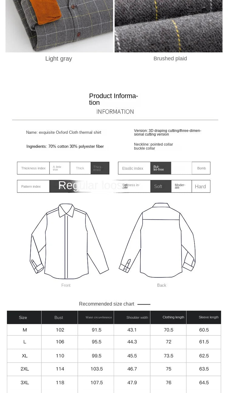 Longsleeve Shirts for Men 2025 Autumn Winter New Warm Plus Velvet Thick Cotton Lapel Casual Plaid Shirts Brand Mens Clothing