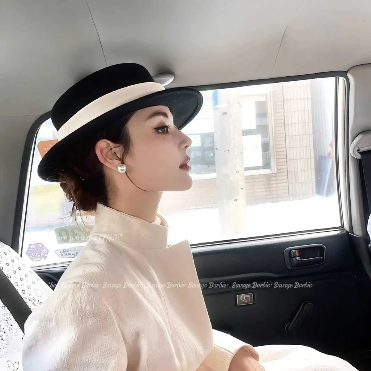 Woolen flat topped ladies' hats, high-quality hats for all seasons, gentlemen's face highlighting hats, small brimmed hats