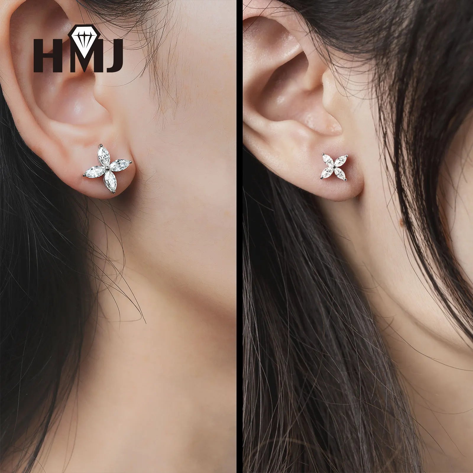 925 Sterling Silver Plated 18K Gold Earrings  100% Real Moissant 1 Carat D Color Necklace Engagement Wedding Party Fine Jewelry