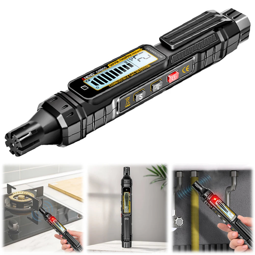 Combustible Gas Detector with Audible and Visual Alarm Natural Gas Leak Detector 50~10000PPM Methane LCD Backlit for Home and RV