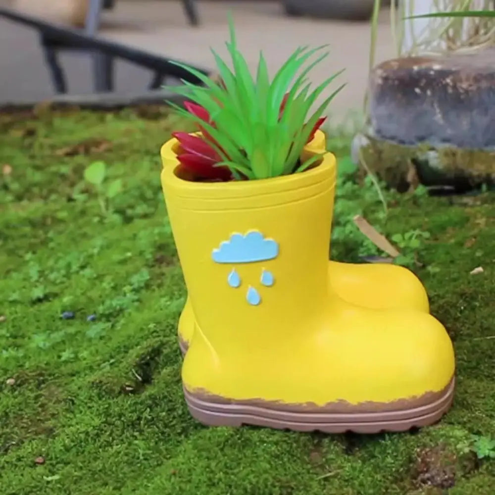 Garden Decoration Resin Rain Boot Planter Funny Decorative Flower Pot Crafts Pen Holder Balcony