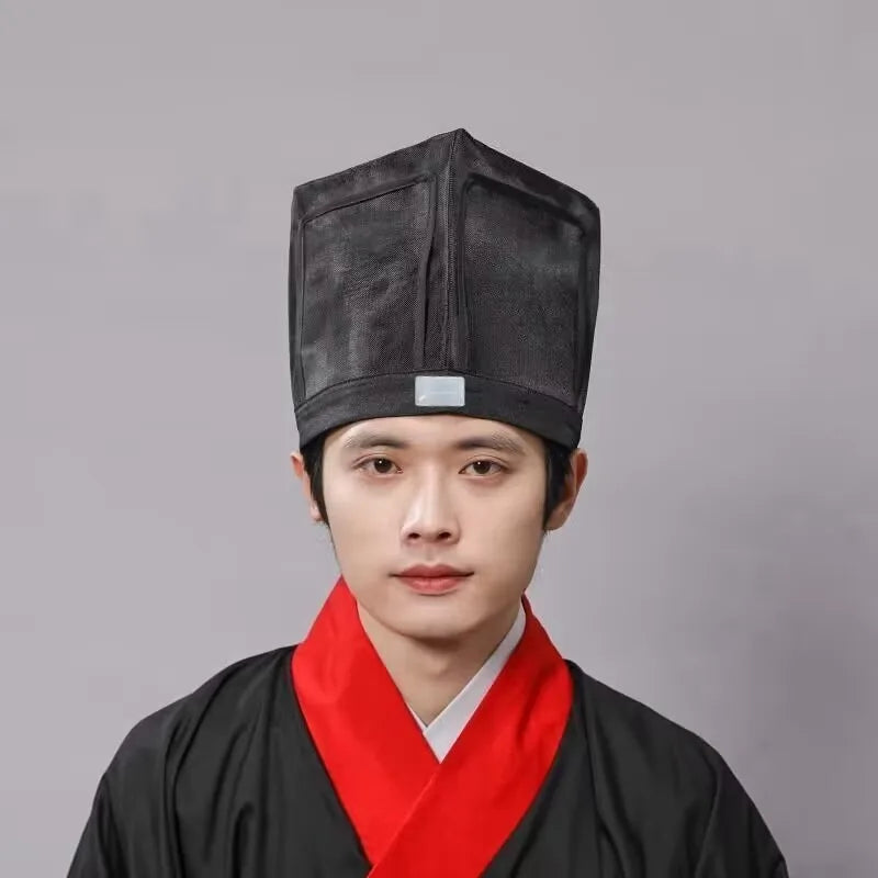 Men Hanfu Hat Chinese traditional Ancient scholar Black Hat Headdress Vintage Fittings Confucian Towel Cosplay Hat For Men Black