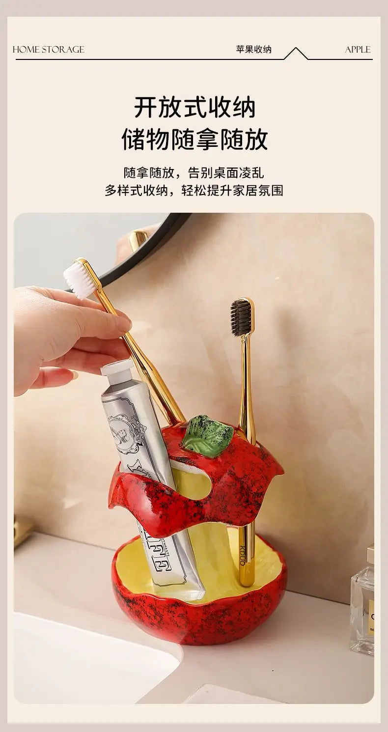 Bathroom electric toothbrush and toothpaste storage rack Ceramic bathroom washstand Dental storage rack