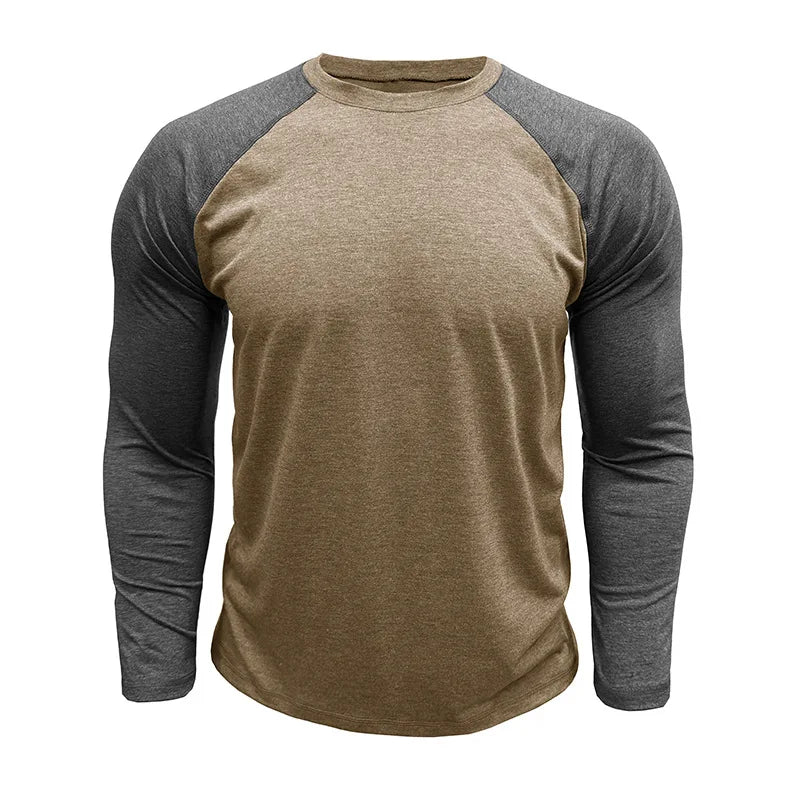 Men's Long Sleeve Raglan T-Shirts Stylish Comfortable Casual Wear Color Blocked Vibrant O Neck Pullover for Autumn Spring