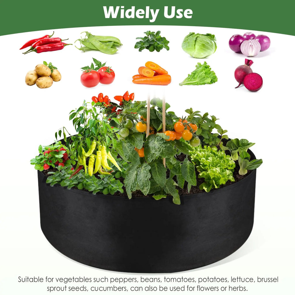 Plant Grow Bags Heavy Duty Fabric Raised Garden Planting Bed Round Breathable Felt Planting Container for Vegetables Flower Herb