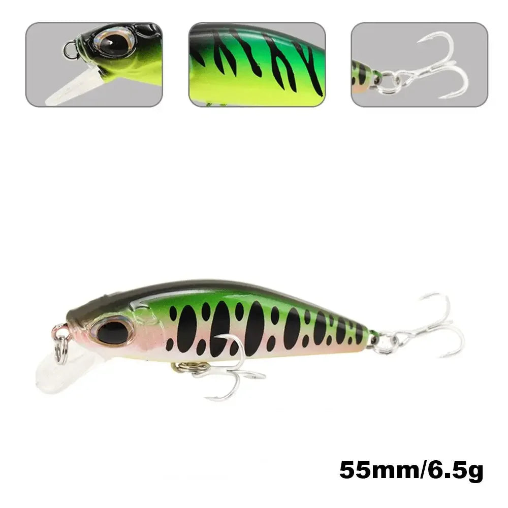 5.5cm 6.5g Slow Sinking Minnow Fishing Lures Artificial Bait Trolling Jerkbait Trout Bass Bait Pike Fishing Equipment