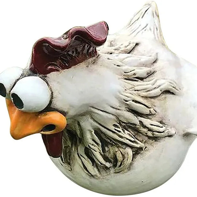 Funny Fence Chicken Spoof Rooster Garden Decoration Ornaments Resin Craft Garden  Garden