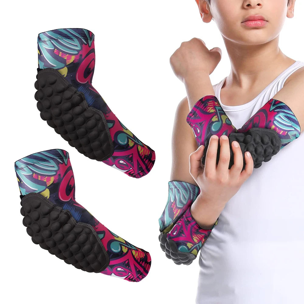 Sports Children Elbow Support - Compression Arm Protective Elbow Guards for Football Basketball Baseball Bowling Tennis Hockey