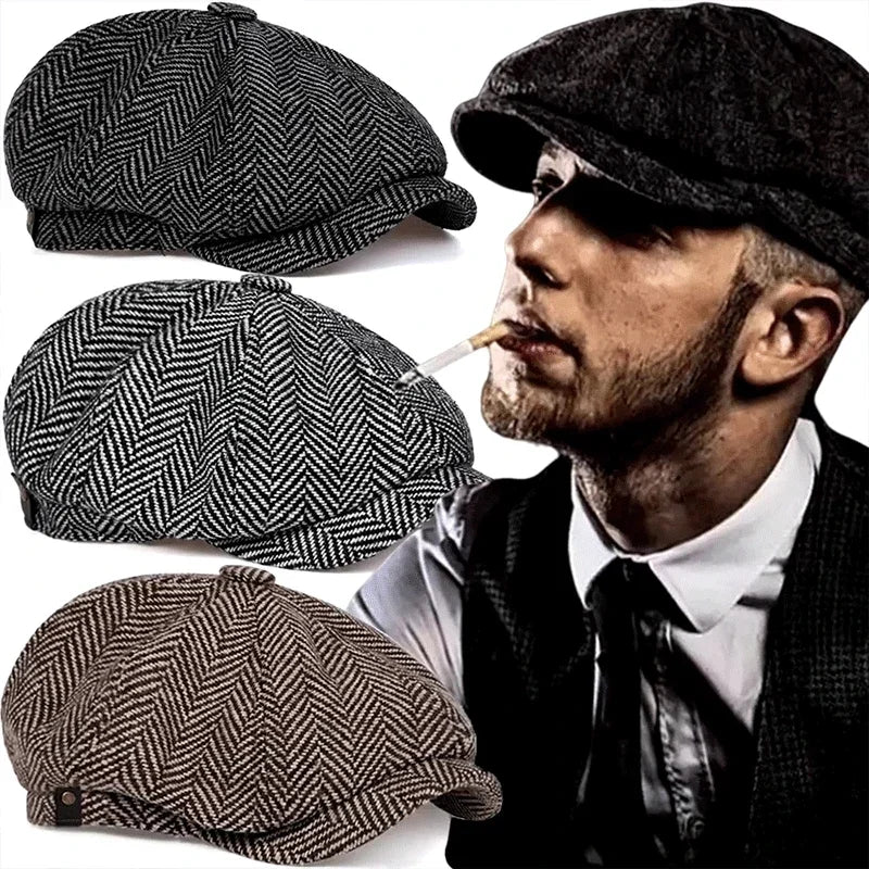 Hat Men Beret Cabbie Driving Hunting Caps Vintage Tweed Blinders Berets Flat Peaked Cap Street Hats for Men Women