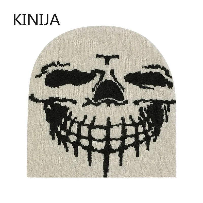 Hip Hop Letter Funny Wool Knitted Hats Women Warm American Style Autumn Winter Beanies Versatile Street Pullover Hat Men