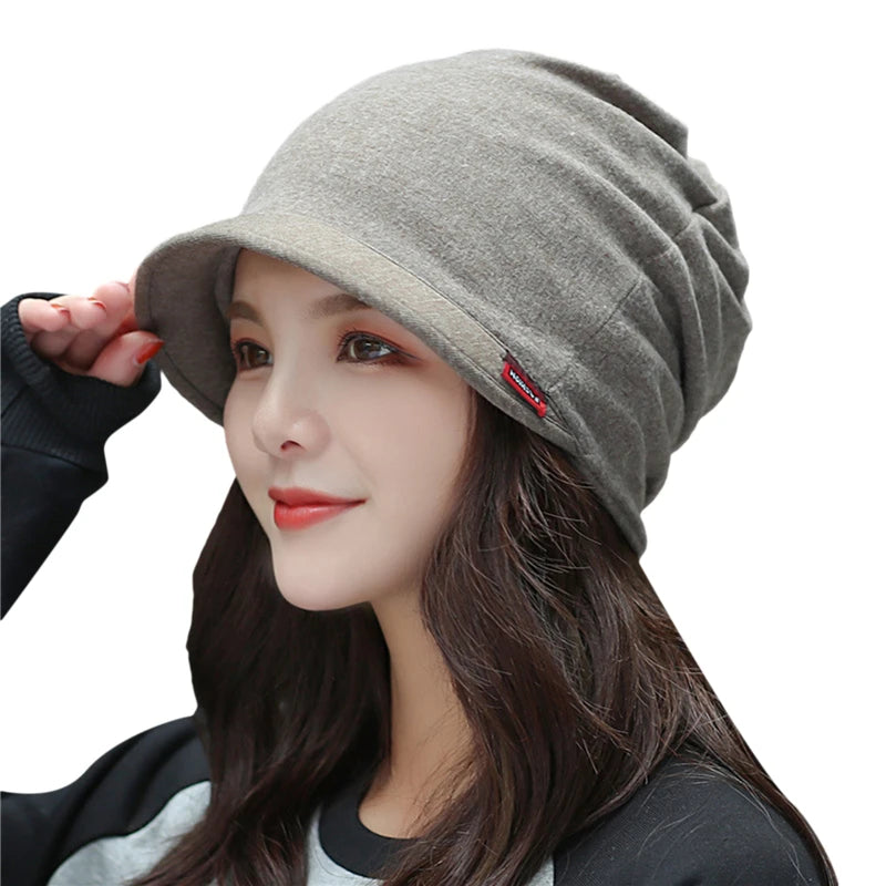 Knitted Head Cap Ladies Fashion Windproof Warm Thicken Hats Simple Solid Color Hat For WomenNew Autumn Winter Hat