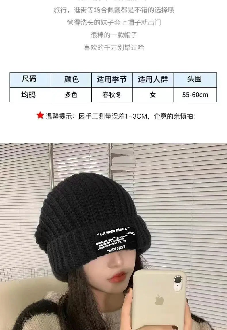 Knitted hats children's ins knitted toe caps versatile big head circumference face covering ear protection pile of hats